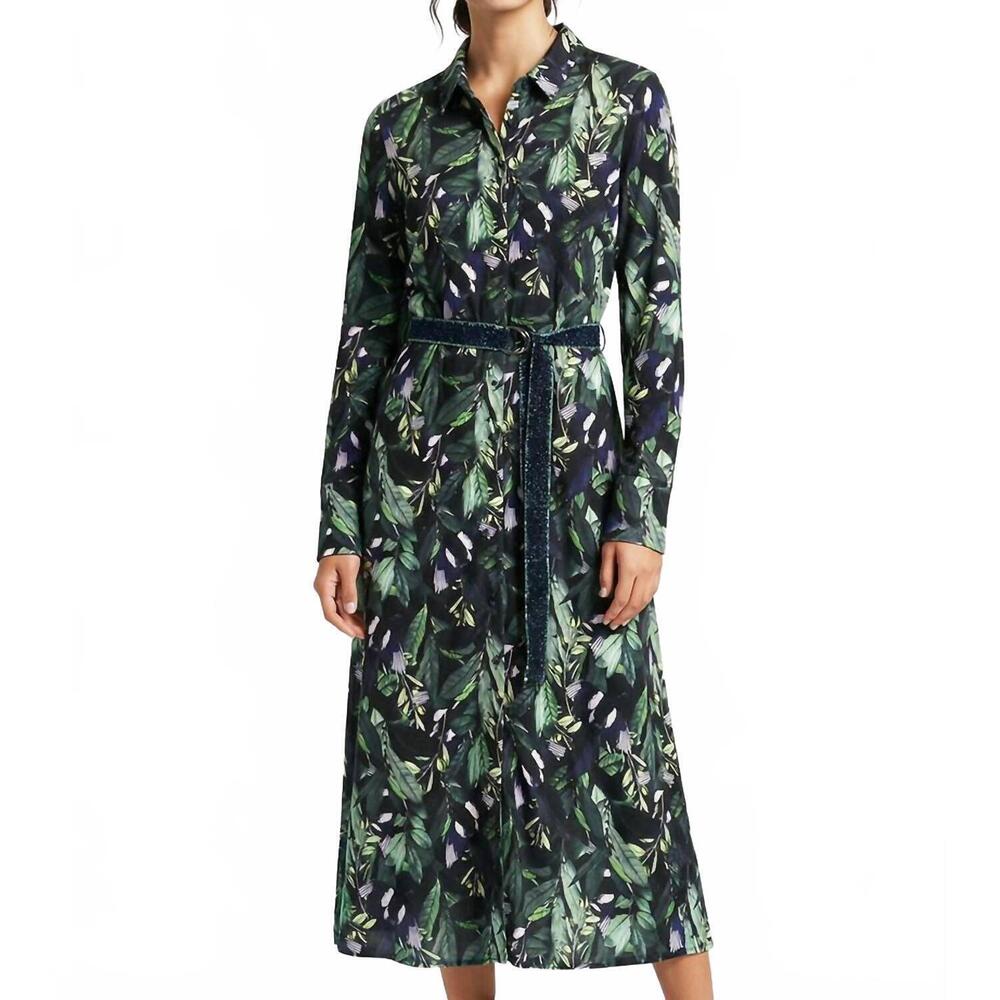 NEW DESOTO palm print shirt dress
